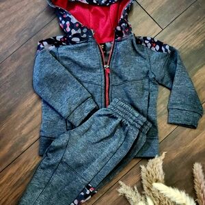 Athletic Works Gray and Red Matching Set with Cozy Hoodie